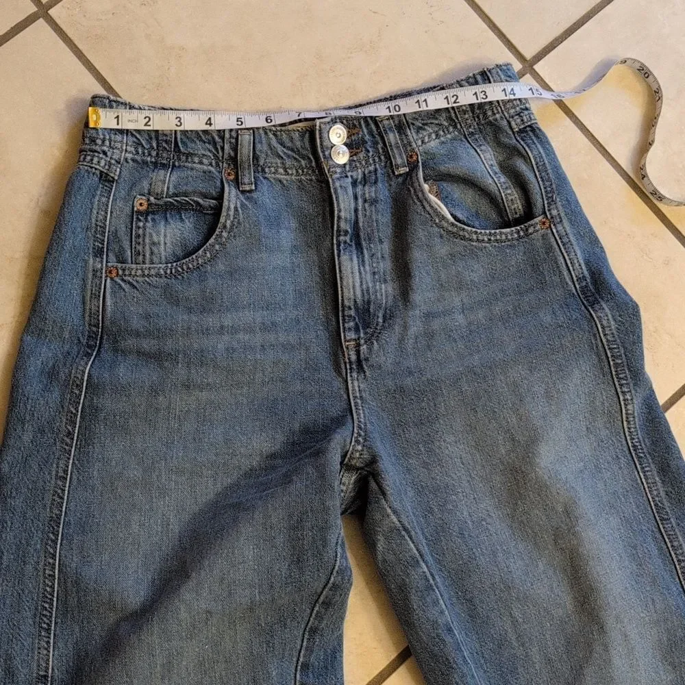 Free People Aster Straight Jeans Relaxed Fit Blue Denim Size 28